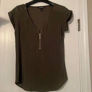 Express Olive Green Zip Front BlouseXS